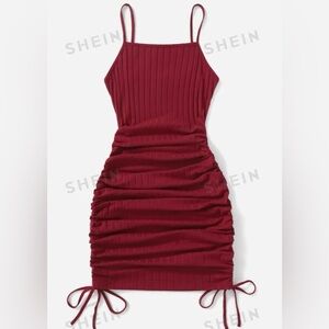 Drawstring Side Rib-knit Dress